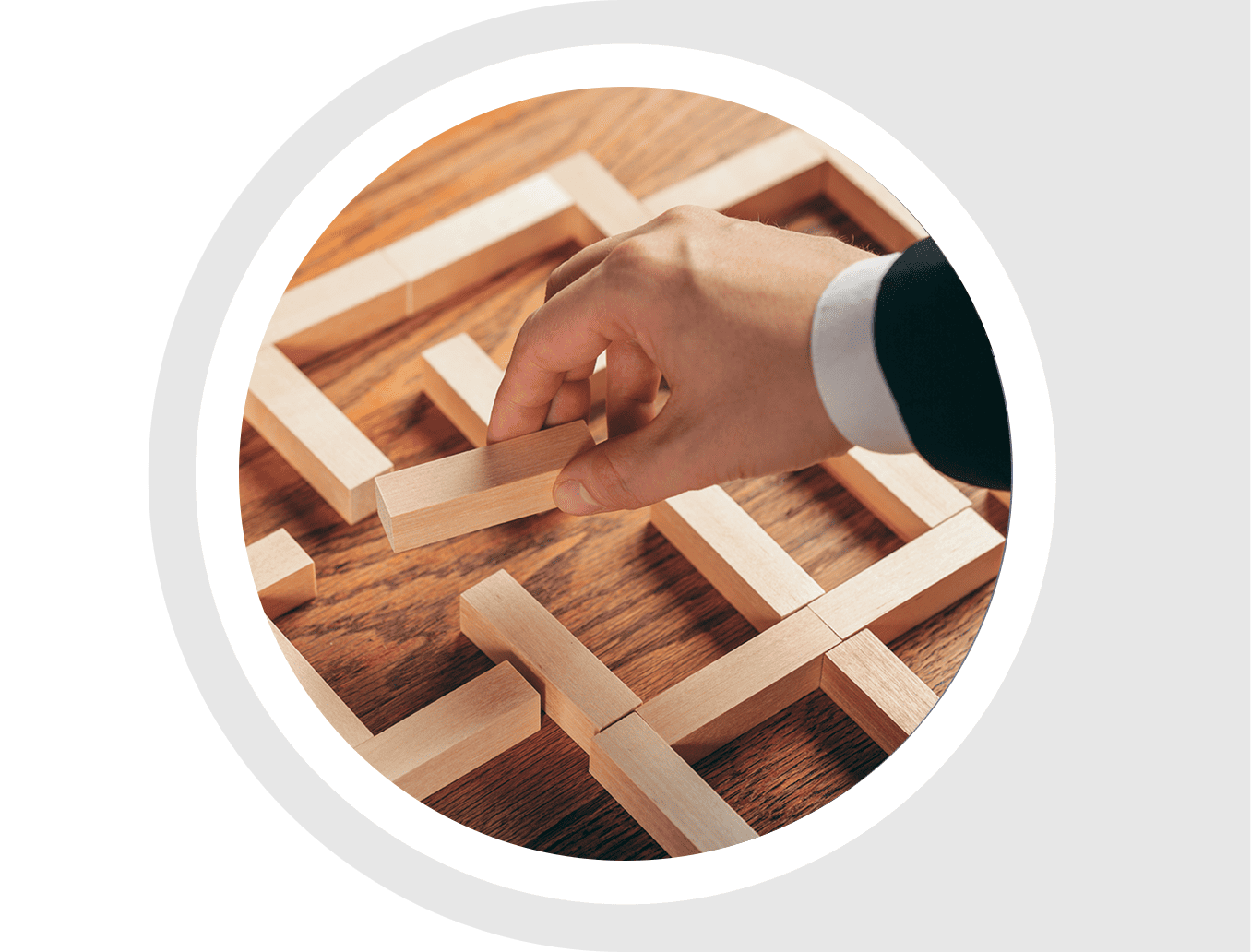 arranging wooden blocks